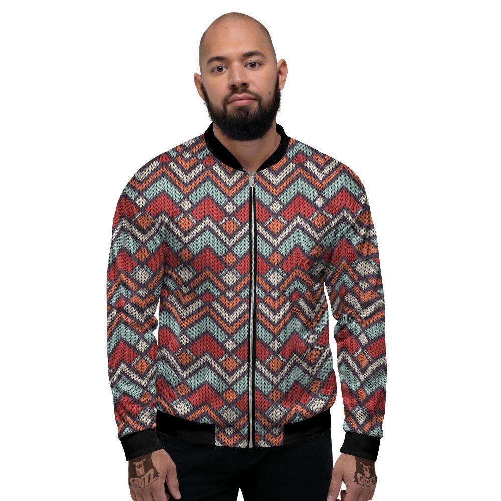 Inspired Native Tribal Print Pattern Men's Bomber Jacket-grizzshop