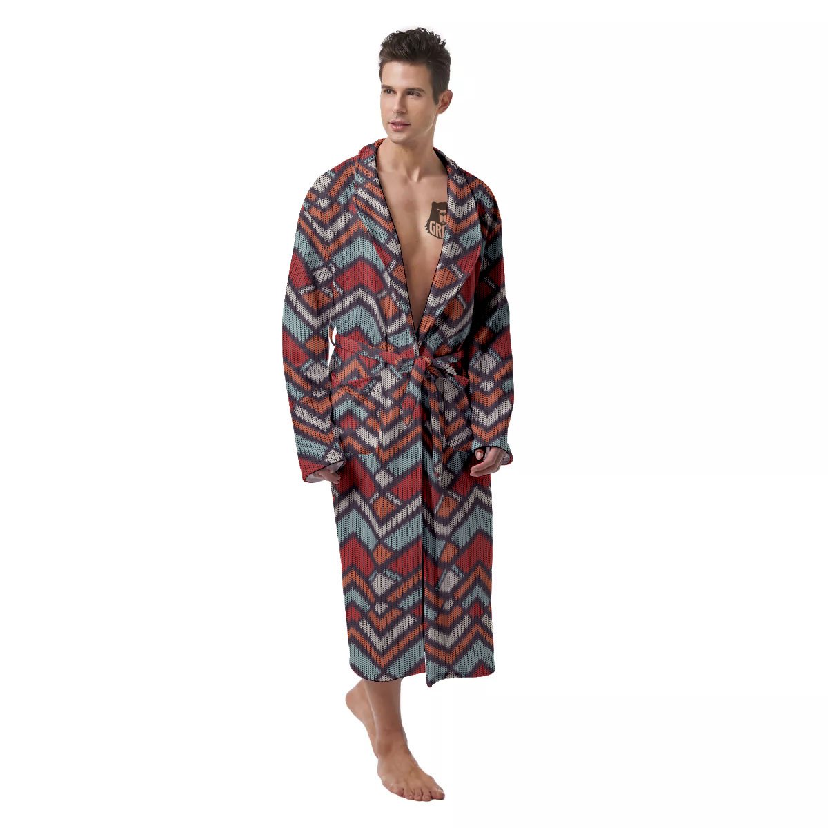 Inspired Native Tribal Print Pattern Men's Robe-grizzshop