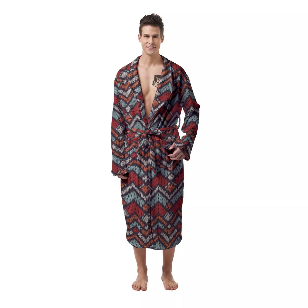 Inspired Native Tribal Print Pattern Men's Robe-grizzshop