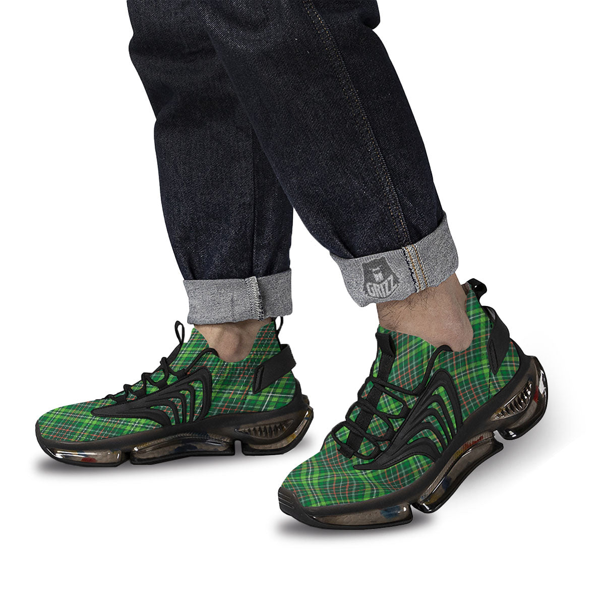 Irish Tartan Saint Patrick's Day Print Pattern Black Gym Shoes-grizzshop