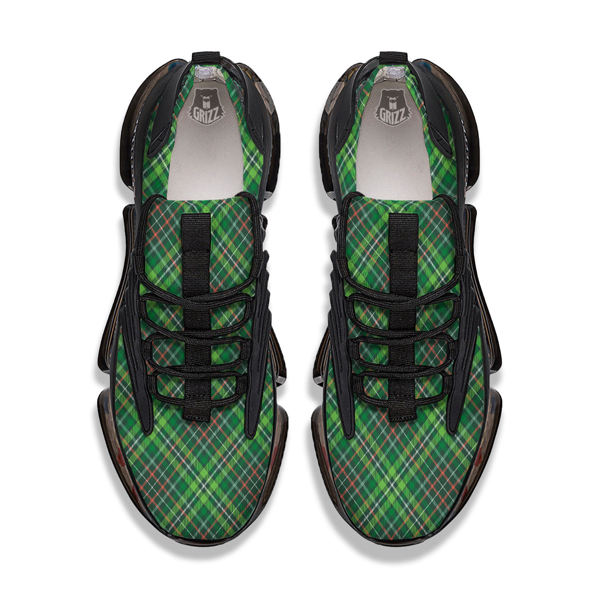 Irish Tartan Saint Patrick's Day Print Pattern Black Gym Shoes-grizzshop