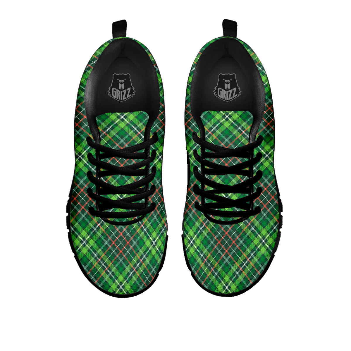 Irish Tartan Saint Patrick's Day Print Pattern Black Sneaker-grizzshop