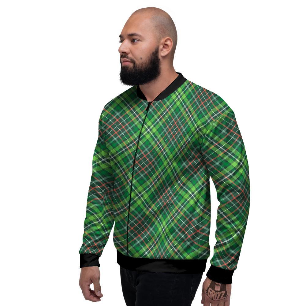 Irish Tartan Saint Patrick's Day Print Pattern Men's Bomber Jacket-grizzshop