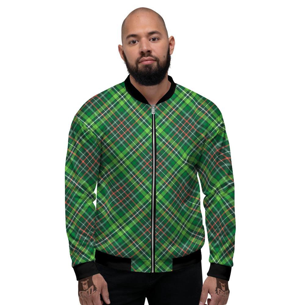 Irish Tartan Saint Patrick's Day Print Pattern Men's Bomber Jacket-grizzshop