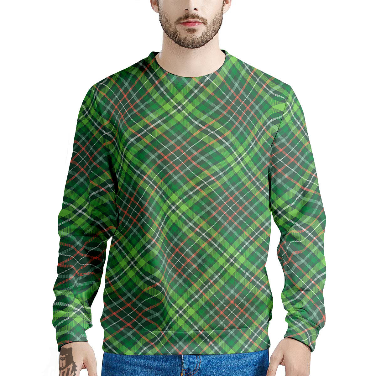 Irish Tartan Saint Patrick's Day Print Pattern Men's Sweatshirt-grizzshop