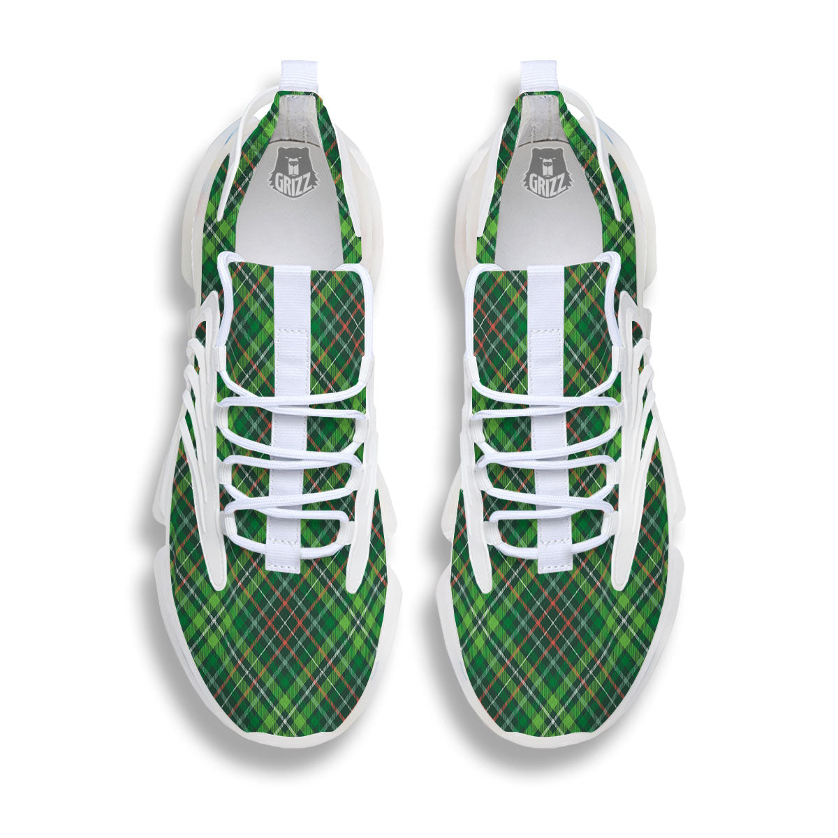 Irish Tartan Saint Patrick's Day Print Pattern White Gym Shoes-grizzshop