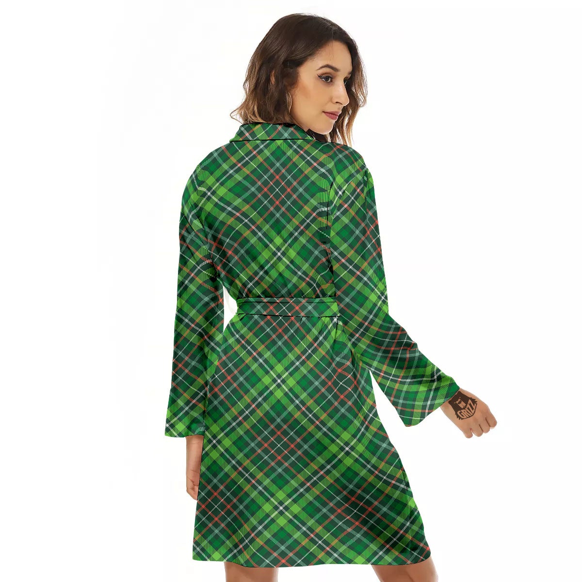 Irish Tartan Saint Patrick's Day Print Pattern Women's Robe-grizzshop