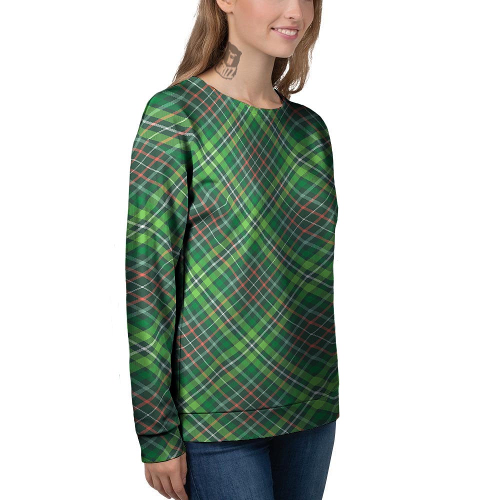 Irish Tartan Saint Patrick's Day Print Pattern Women's Sweatshirt-grizzshop