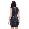 Island Palm Tree Hawaiian Print Bodycon Dress-grizzshop