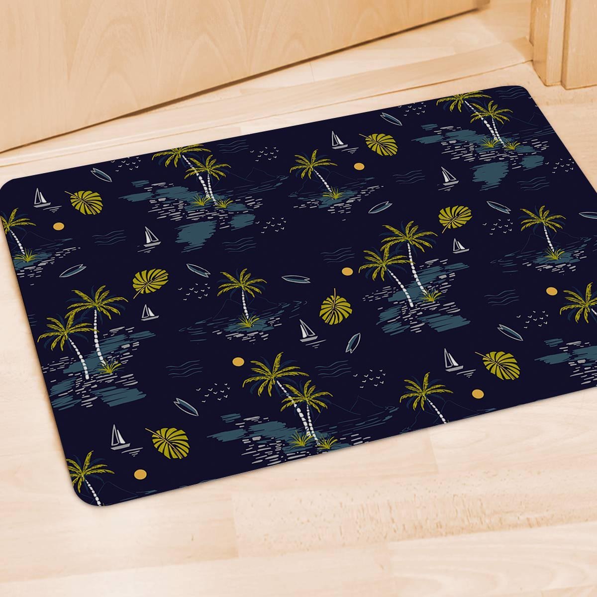 Island Palm Tree Hawaiian Print Door Mat-grizzshop