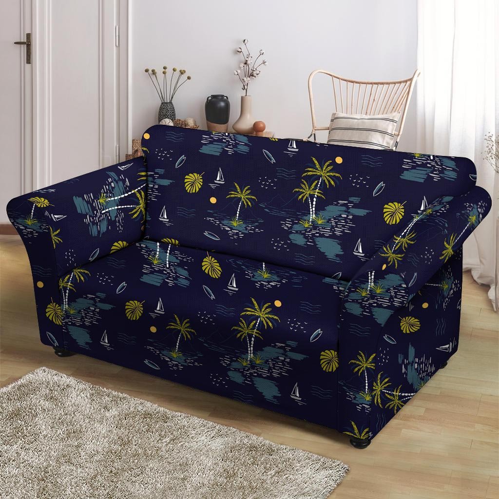 Island Palm Tree Hawaiian Print Loveseat Cover-grizzshop