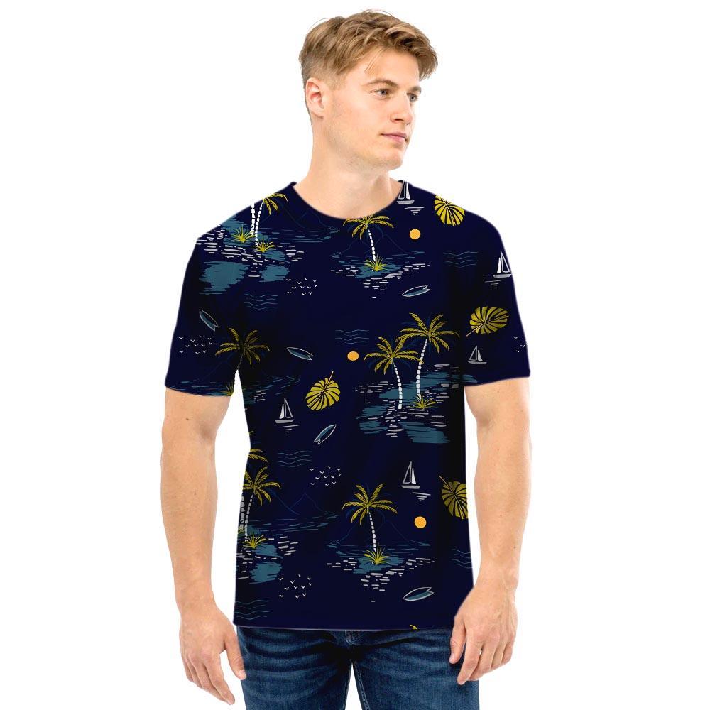 Island Palm Tree Hawaiian Print Men T Shirt-grizzshop