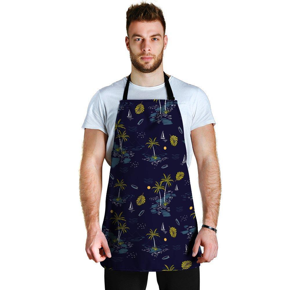 Island Palm Tree Hawaiian Print Men's Apron-grizzshop