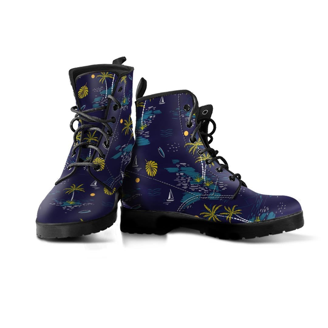 Island Palm Tree Hawaiian Print Men's Boots-grizzshop