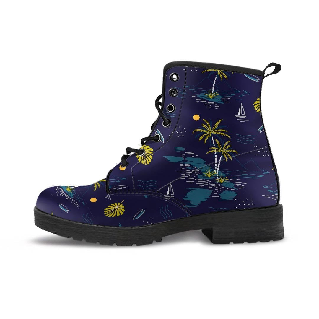 Island Palm Tree Hawaiian Print Men's Boots-grizzshop