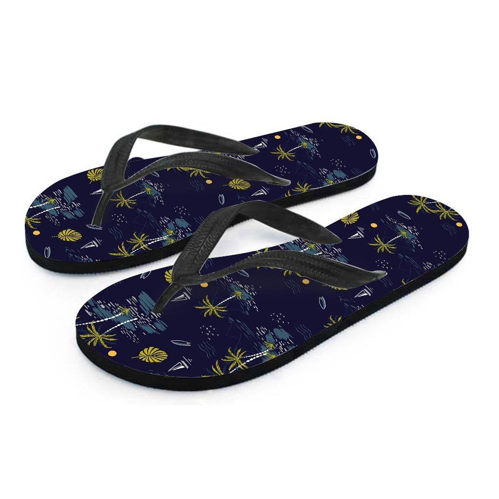 Island Palm Tree Hawaiian Print Men's Flip Flops-grizzshop