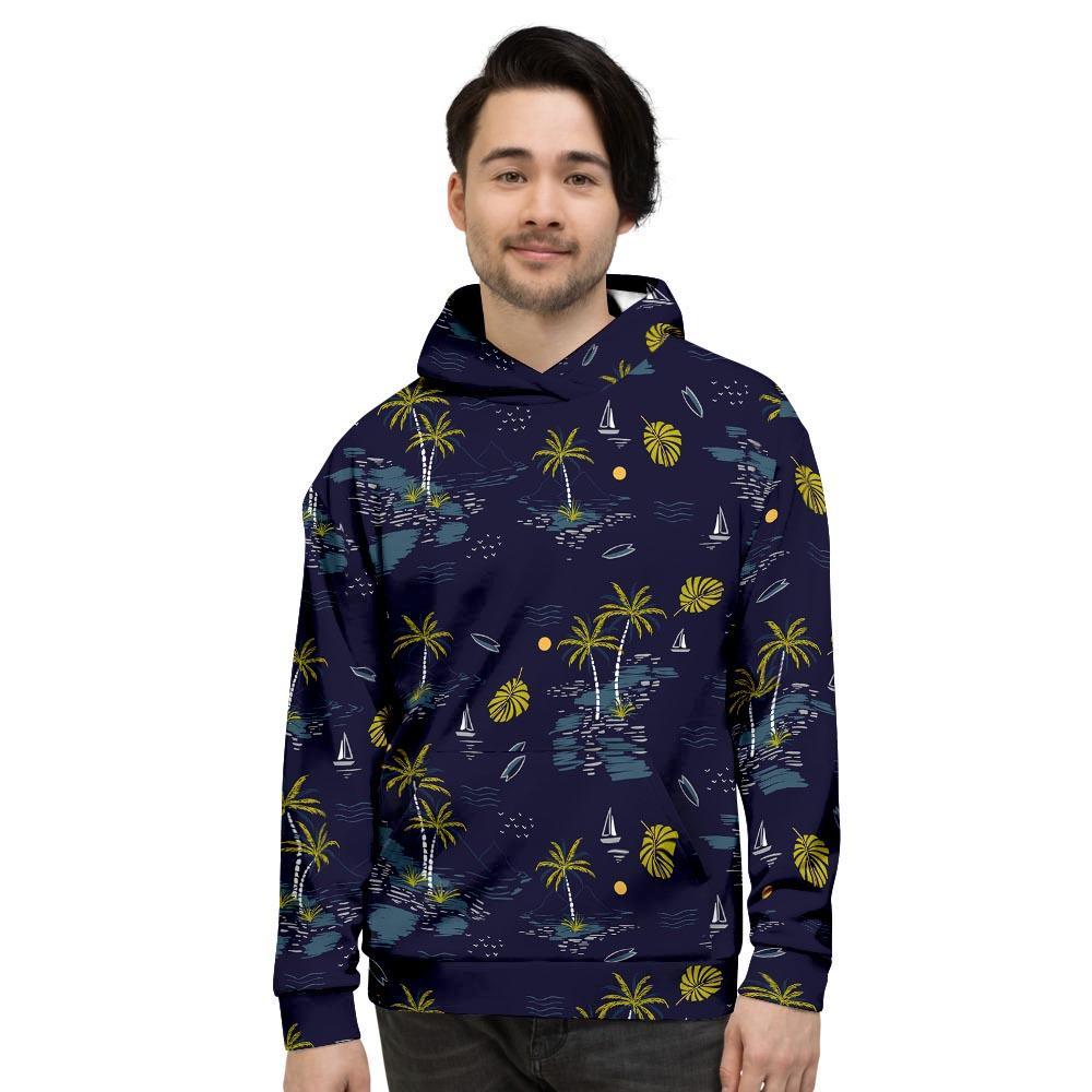 Island Palm Tree Hawaiian Print Men's Hoodie-grizzshop