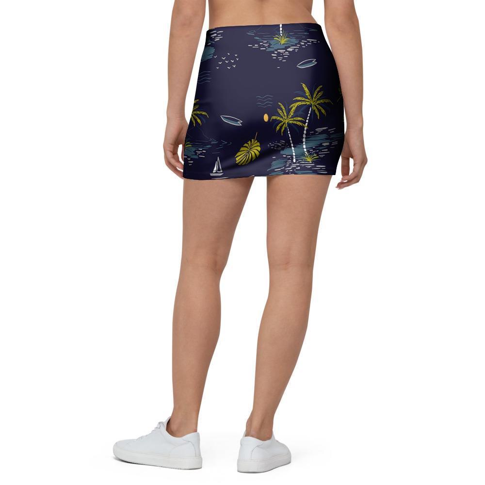 Island Palm Tree Hawaiian Print Mini Skirt-grizzshop