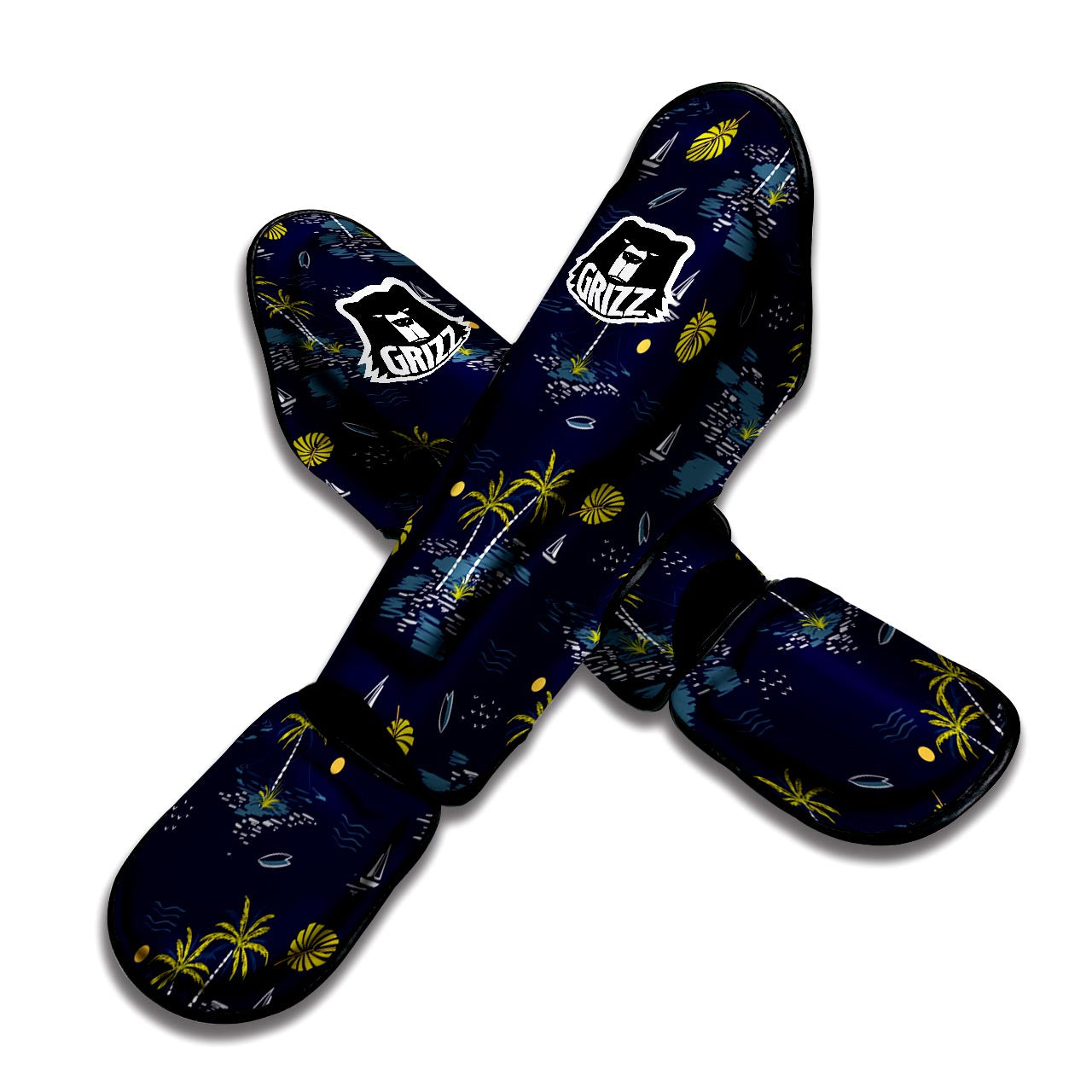 Island Palm Tree Hawaiian Print Muay Thai Shin Guard-grizzshop