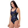 Island Palm Tree Hawaiian Print One Piece Swimsuite-grizzshop