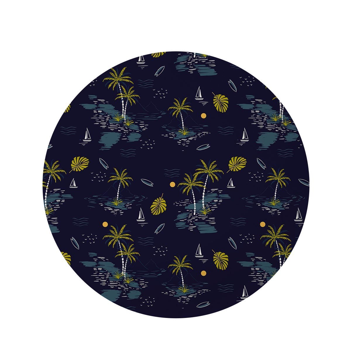 Island Palm Tree Hawaiian Print Round Rug-grizzshop