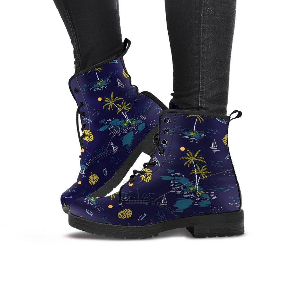 Island Palm Tree Hawaiian Print Women's Boots-grizzshop