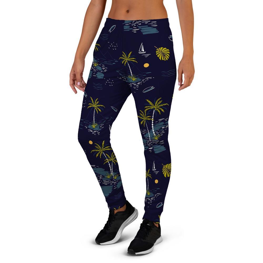 Island Palm Tree Hawaiian Print Women's Joggers-grizzshop