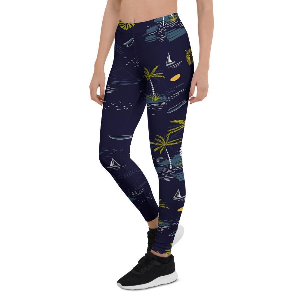 Island Palm Tree Hawaiian Print Women's Leggings-grizzshop