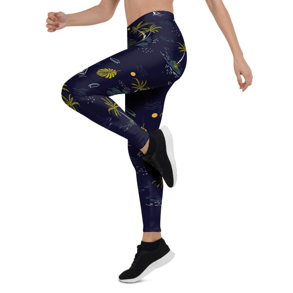 Island Palm Tree Hawaiian Print Women's Leggings-grizzshop