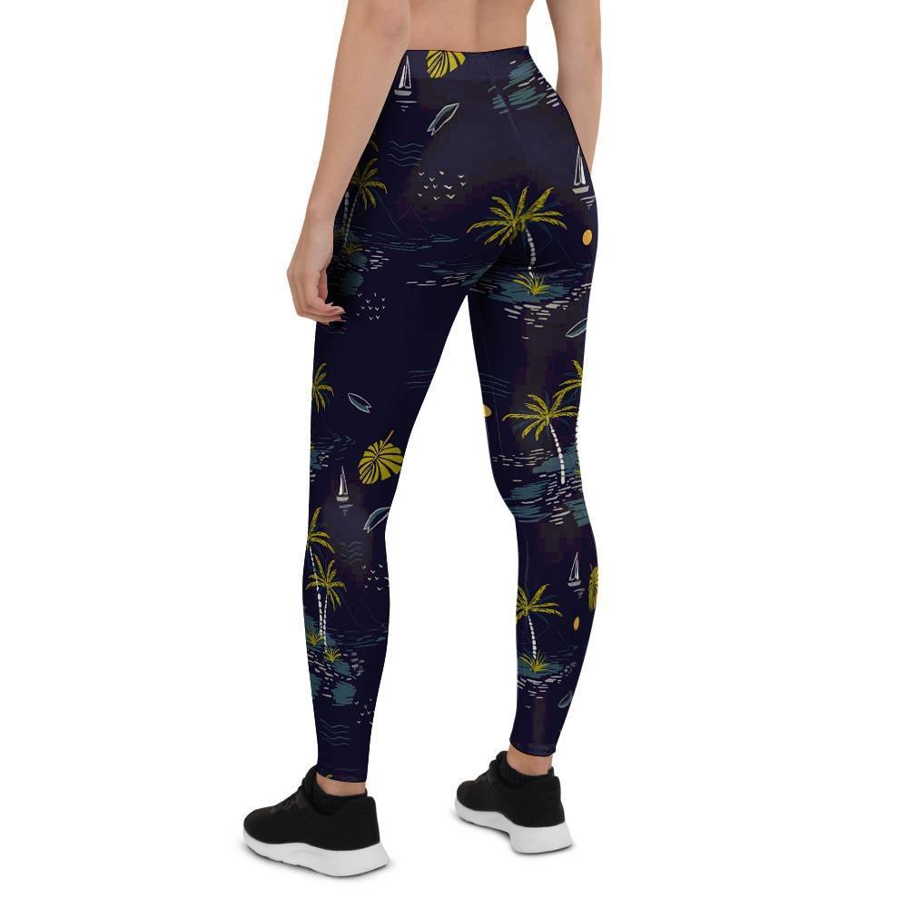 Island Palm Tree Hawaiian Print Women's Leggings-grizzshop