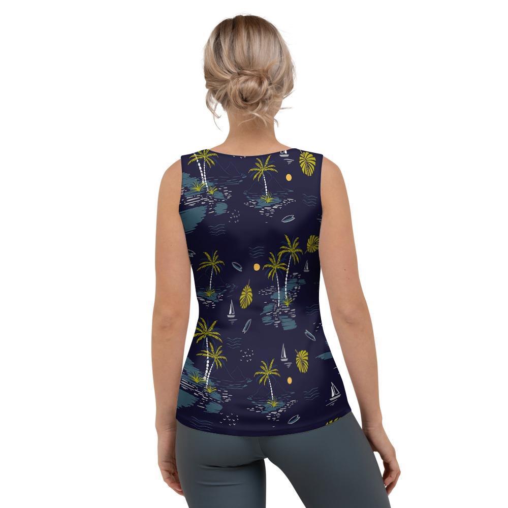 Island Palm Tree Hawaiian Print Women's Tank Top-grizzshop