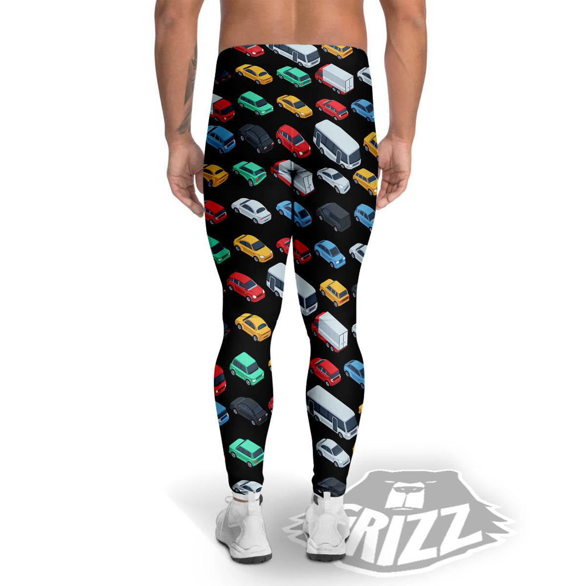Isometric Cars Colorful Print Pattern Men's Leggings-grizzshop