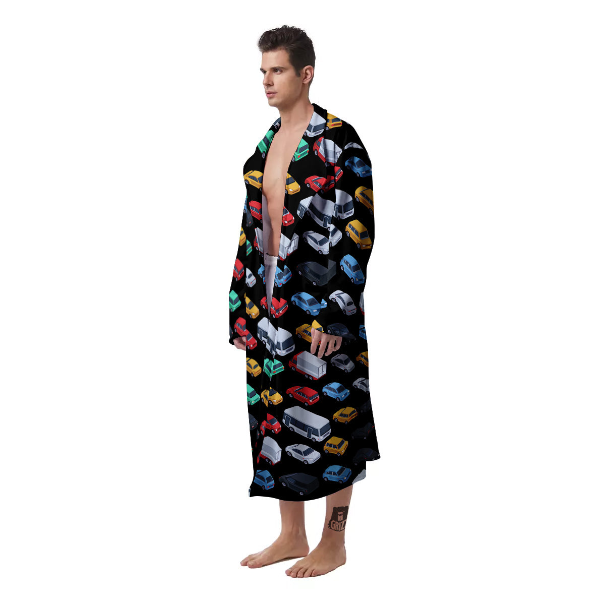 Isometric Cars Colorful Print Pattern Men's Robe-grizzshop