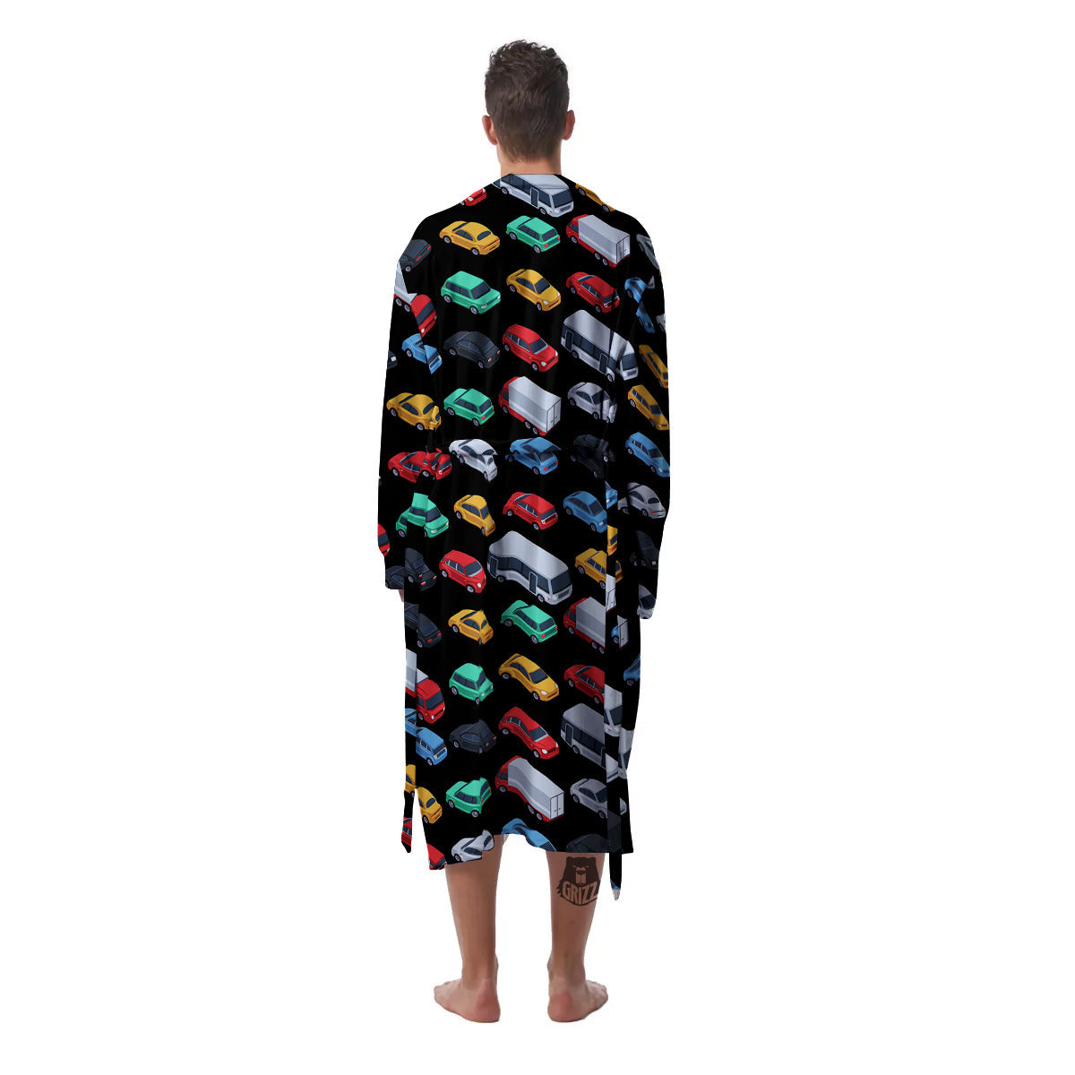 Isometric Cars Colorful Print Pattern Men's Robe-grizzshop