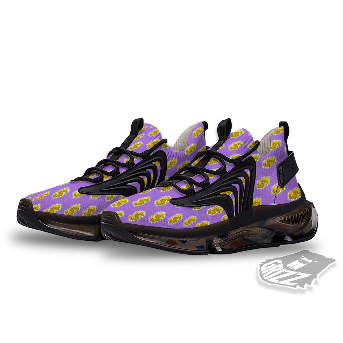 Isometric Gold Dollar Print Pattern Black Gym Shoes-grizzshop