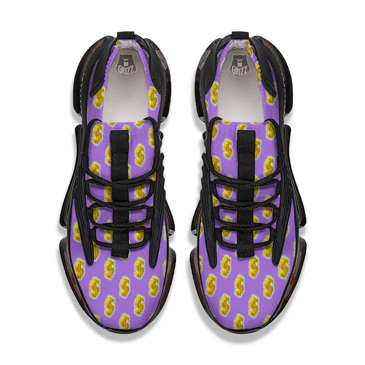 Isometric Gold Dollar Print Pattern Black Gym Shoes-grizzshop