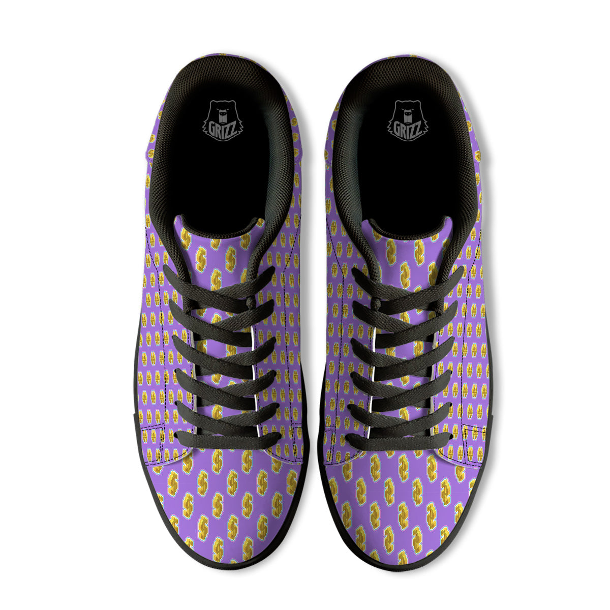 Isometric Gold Dollar Print Pattern Black Low Top Sneakers-grizzshop