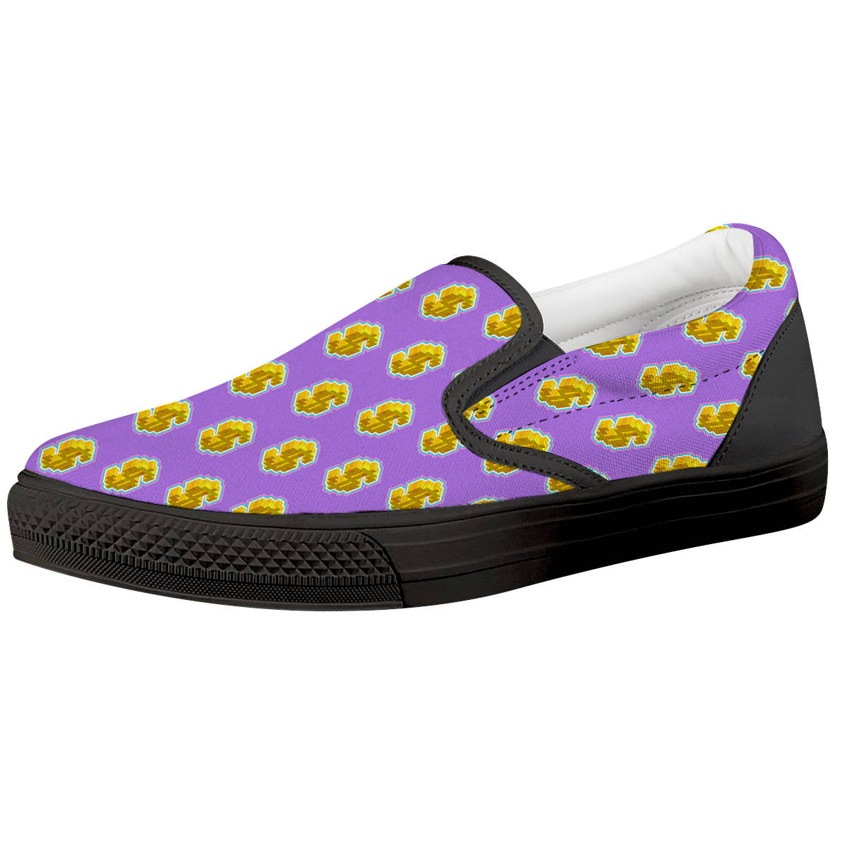 Isometric Gold Dollar Print Pattern Black Slip On Shoes-grizzshop