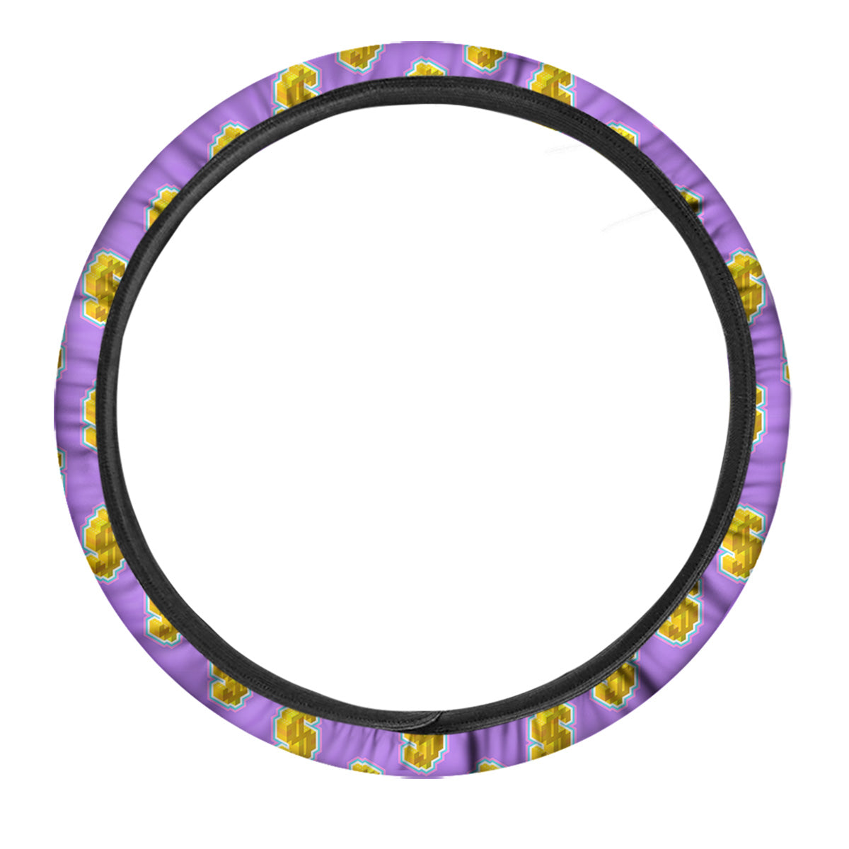 Isometric Gold Dollar Print Pattern Car Steering Wheel Cover-grizzshop