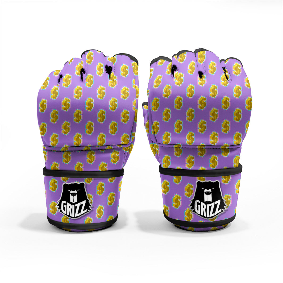 Isometric Gold Dollar Print Pattern MMA Gloves-grizzshop
