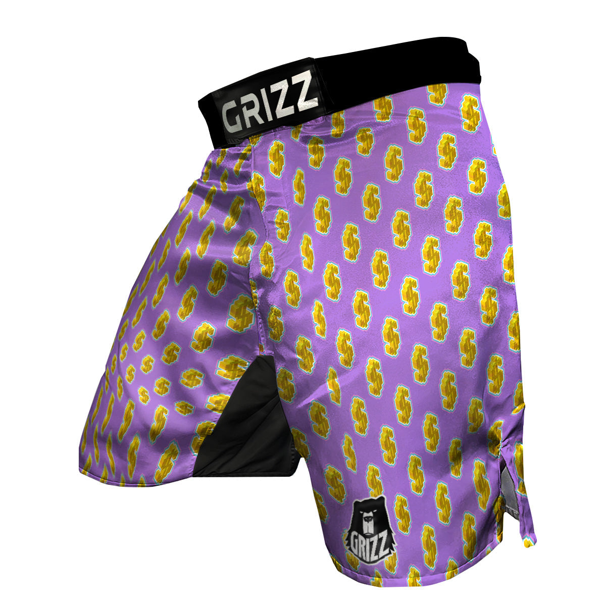 Isometric Gold Dollar Print Pattern MMA Shorts-grizzshop