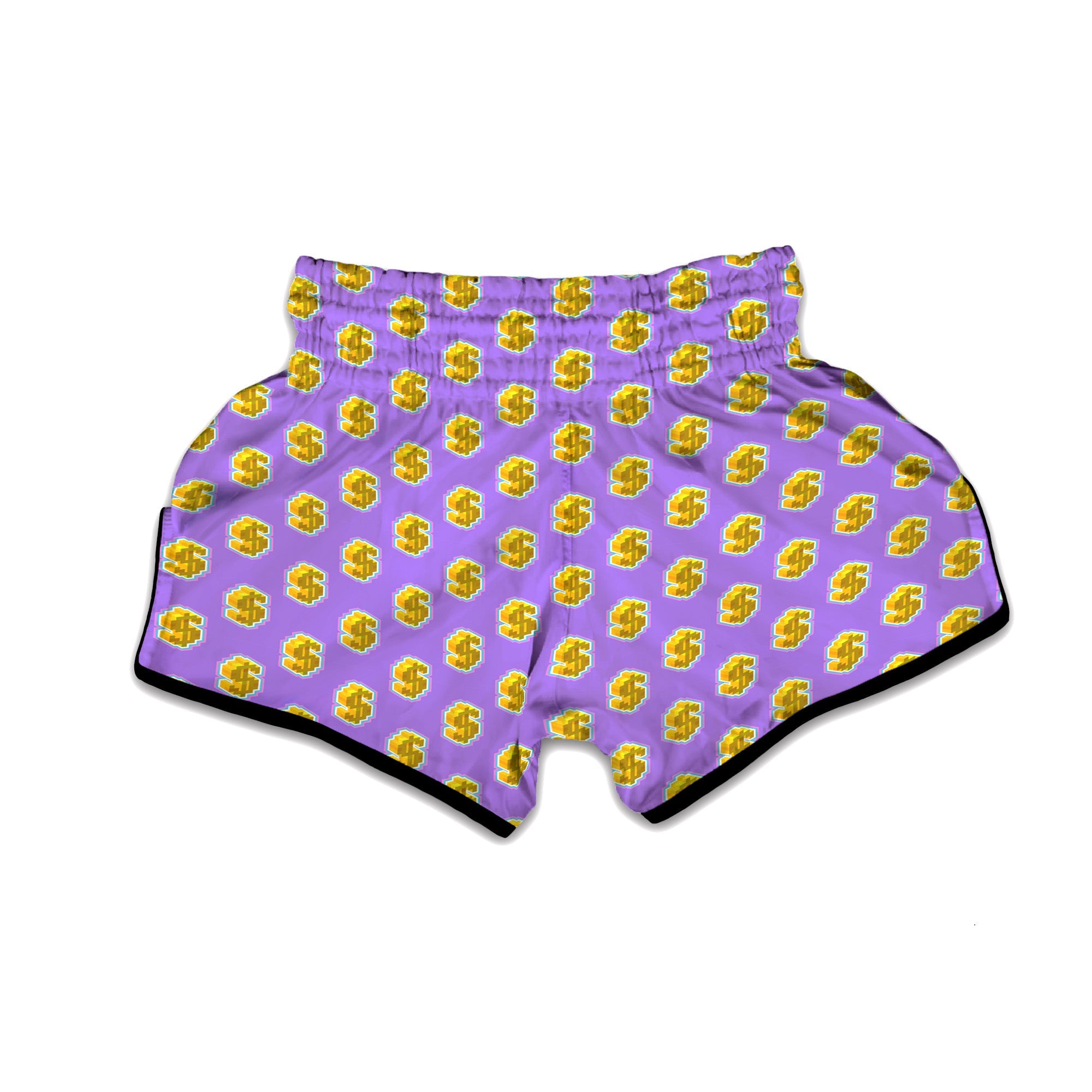 Isometric Gold Dollar Print Pattern Muay Thai Boxing Shorts-grizzshop