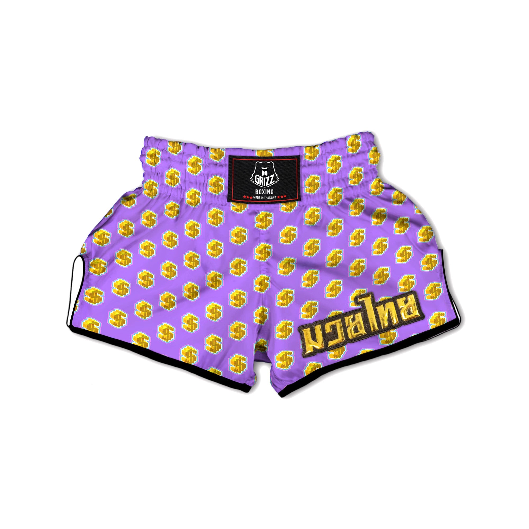 Isometric Gold Dollar Print Pattern Muay Thai Boxing Shorts-grizzshop