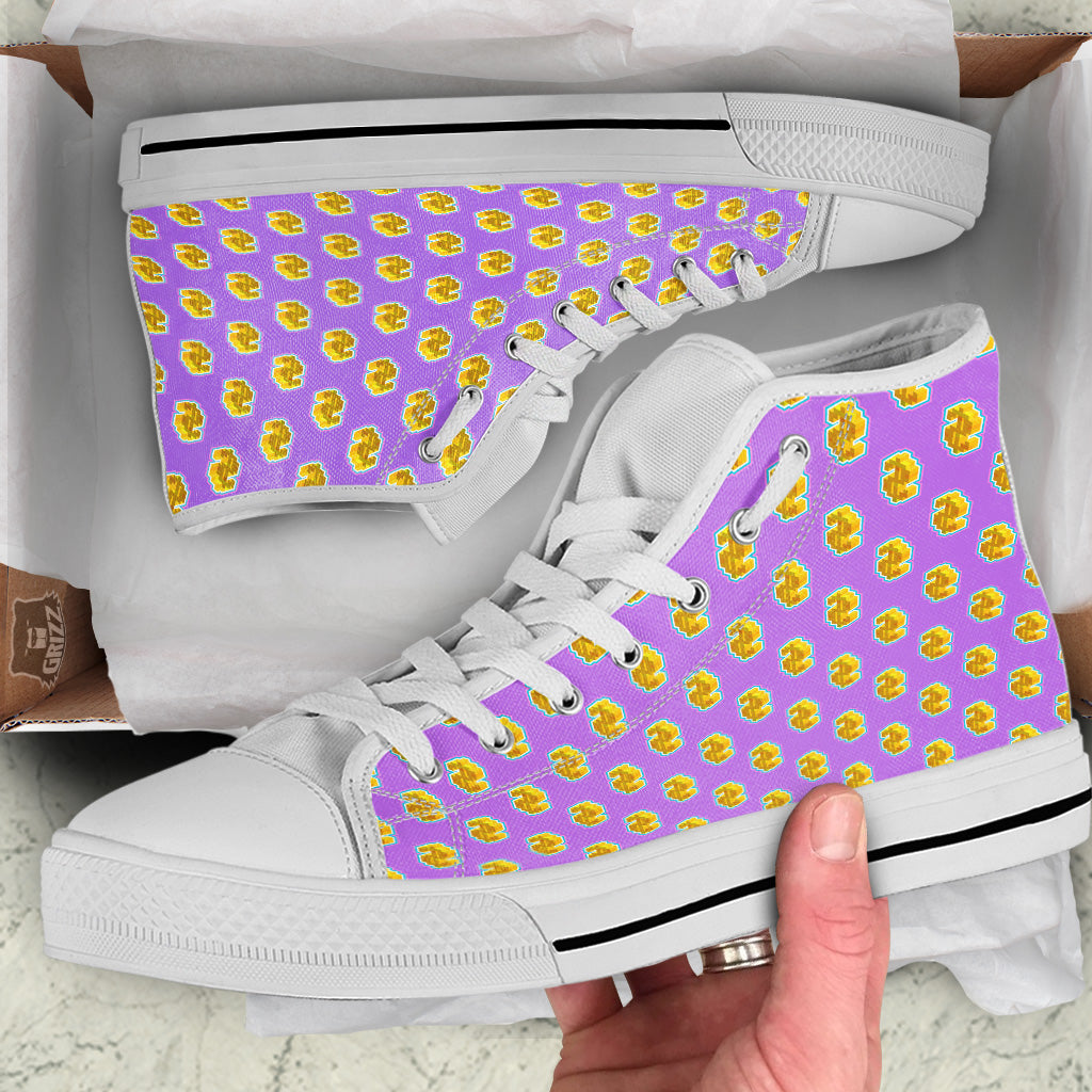 Isometric Gold Dollar Print Pattern White High Top Shoes-grizzshop