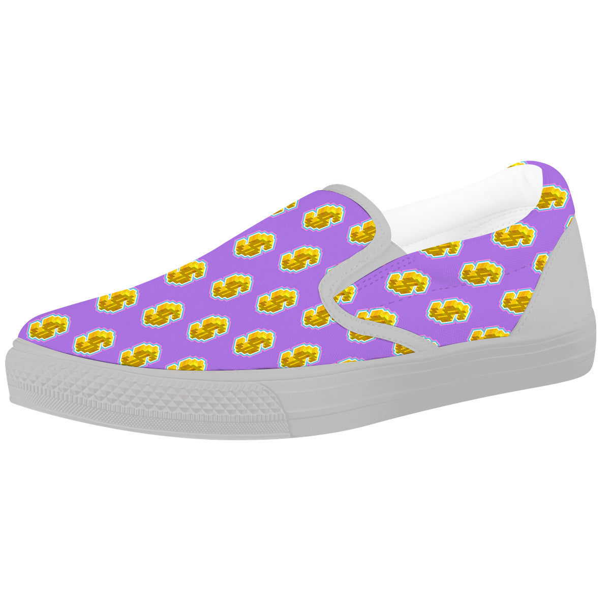 Isometric Gold Dollar Print Pattern White Slip On Shoes-grizzshop
