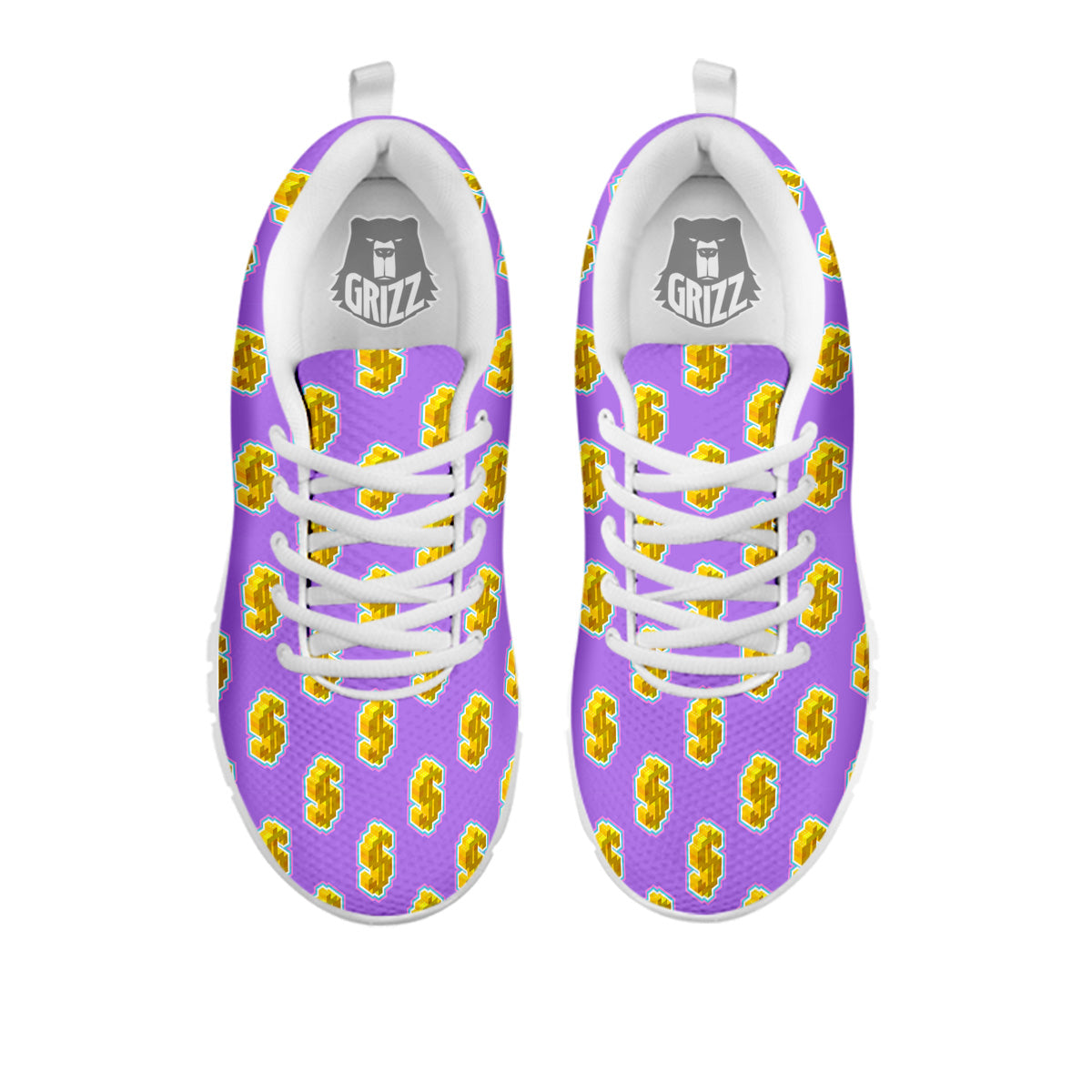 Isometric Gold Dollar Print Pattern White Sneaker-grizzshop