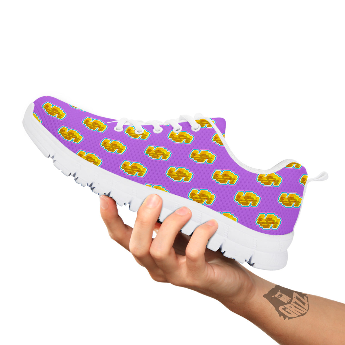 Isometric Gold Dollar Print Pattern White Sneaker-grizzshop