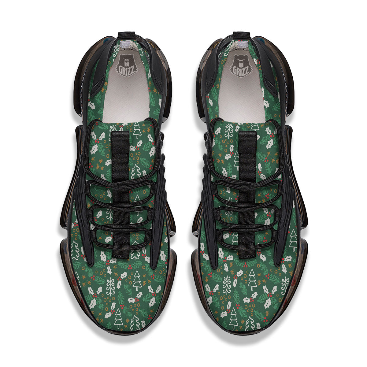 Ivy Leaf Christmas Print Pattern Black Gym Shoes-grizzshop