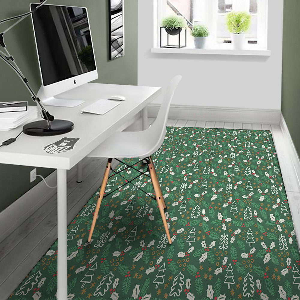 Ivy Leaf Christmas Print Pattern Floor Mat-grizzshop