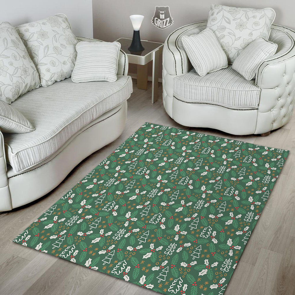 Ivy Leaf Christmas Print Pattern Floor Mat-grizzshop